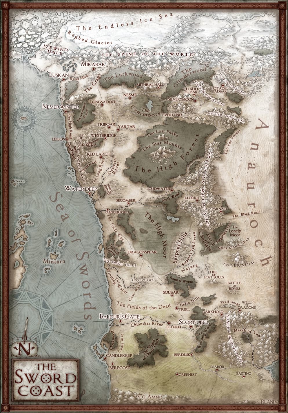The Sword Coast world illustration - Fantasy, Medieval, Gods,  theme
