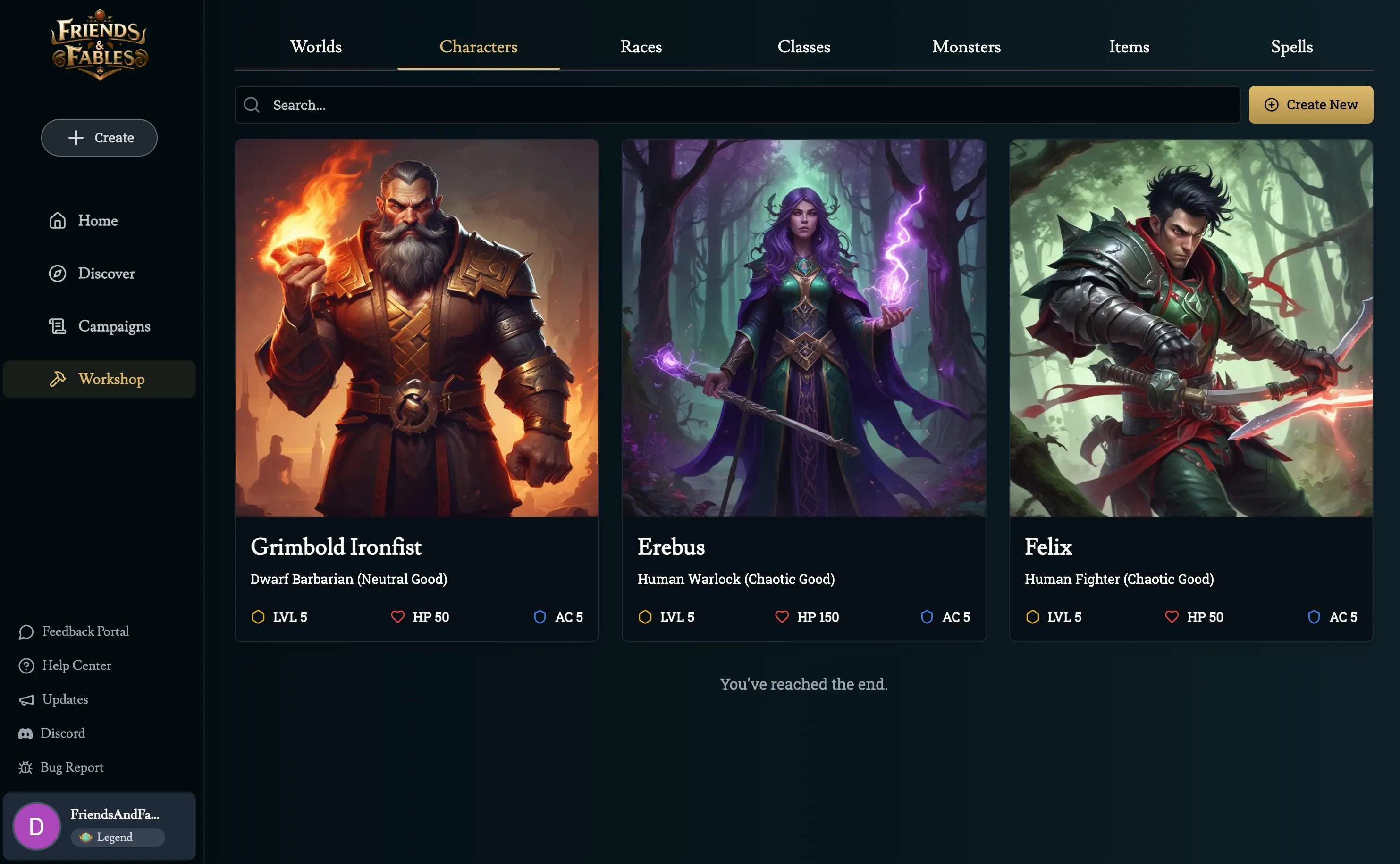 Workshop Characters, Races, Classes