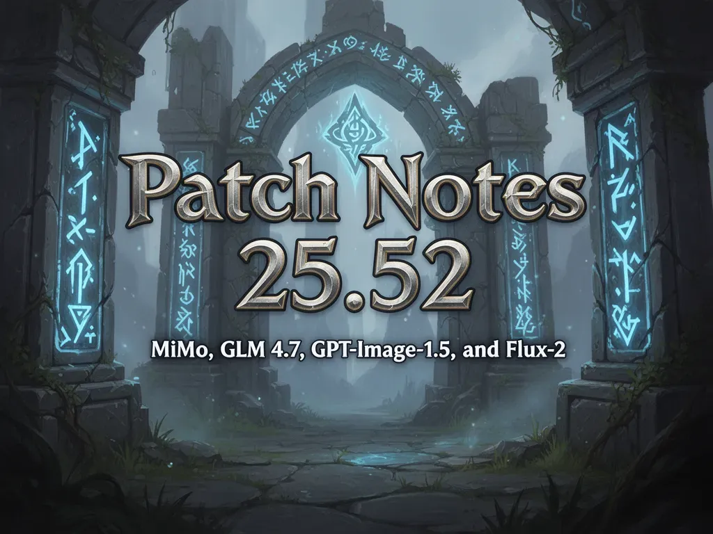 Patch Notes 25.52 - MiMo, GLM 4.7, GPT-Image-1.5, and Flux-2