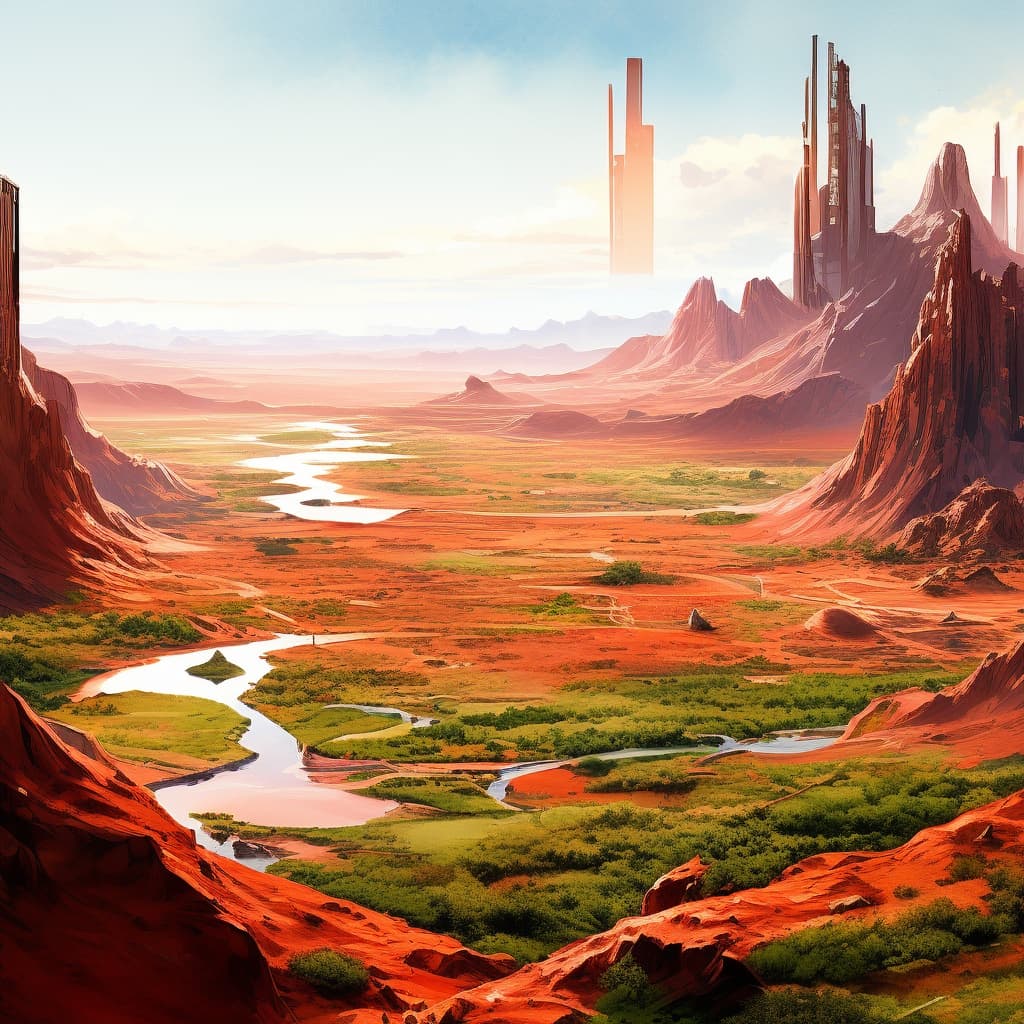 Fantasy Mars world illustration