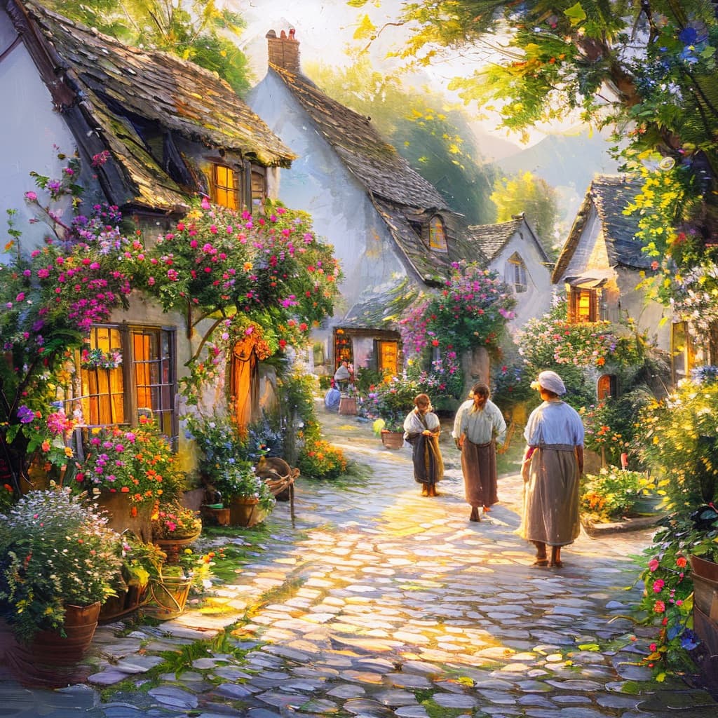 Applewood town world illustration