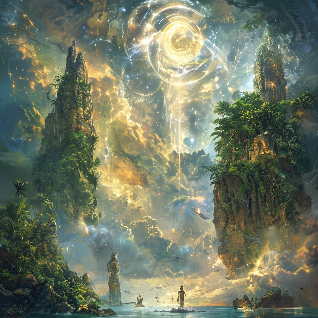 Divine island game world illustration