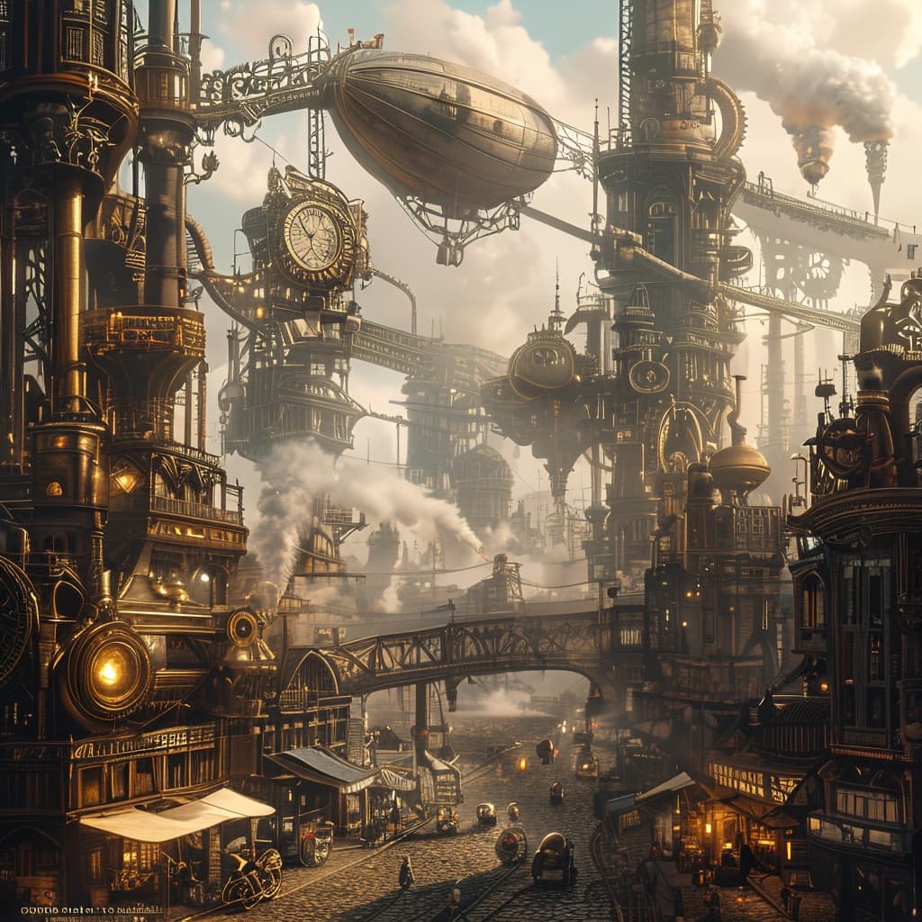 Steampunk wars world illustration